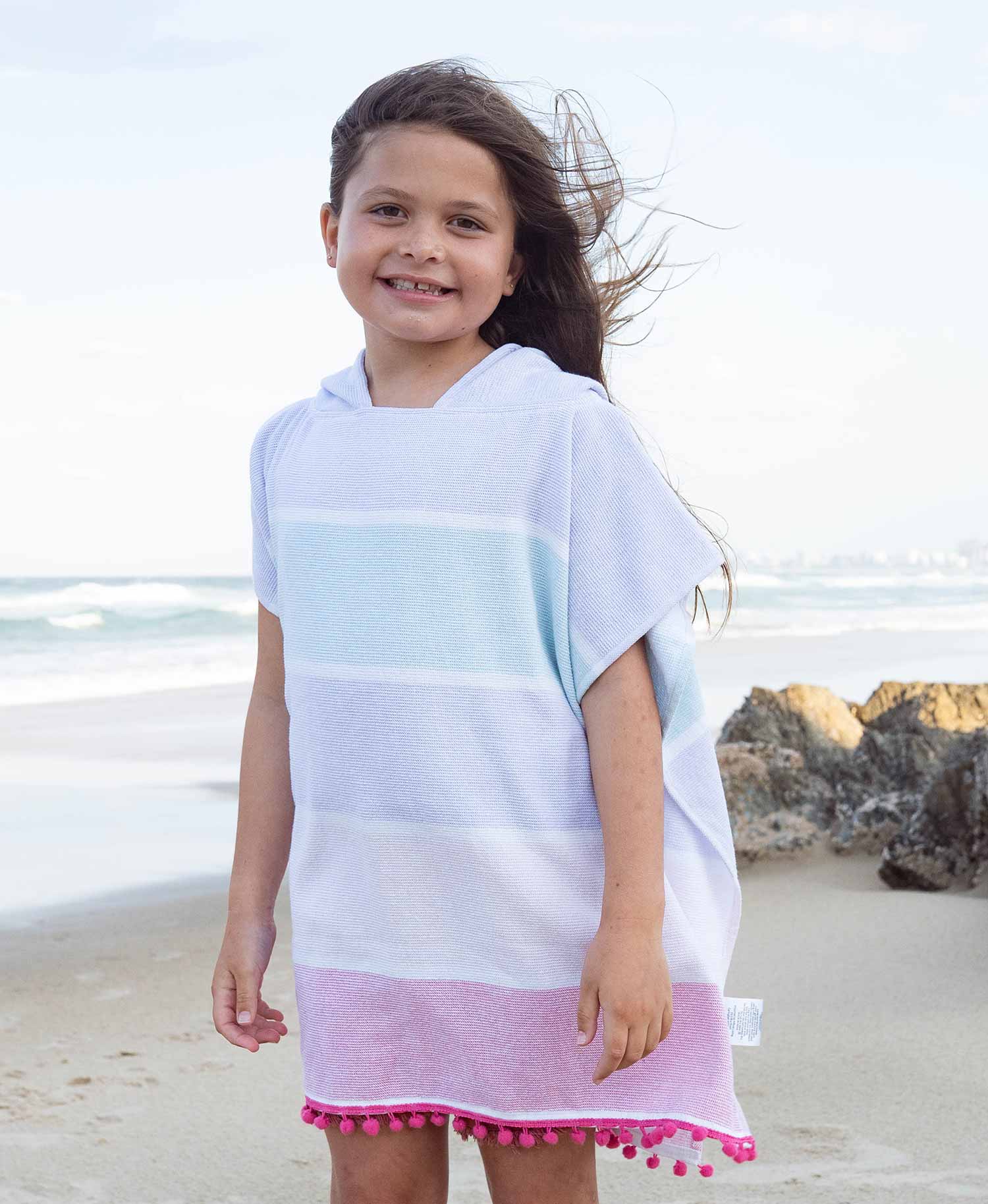 COTTON BEACH YOUTH HOODED PONCHO - Image 2
