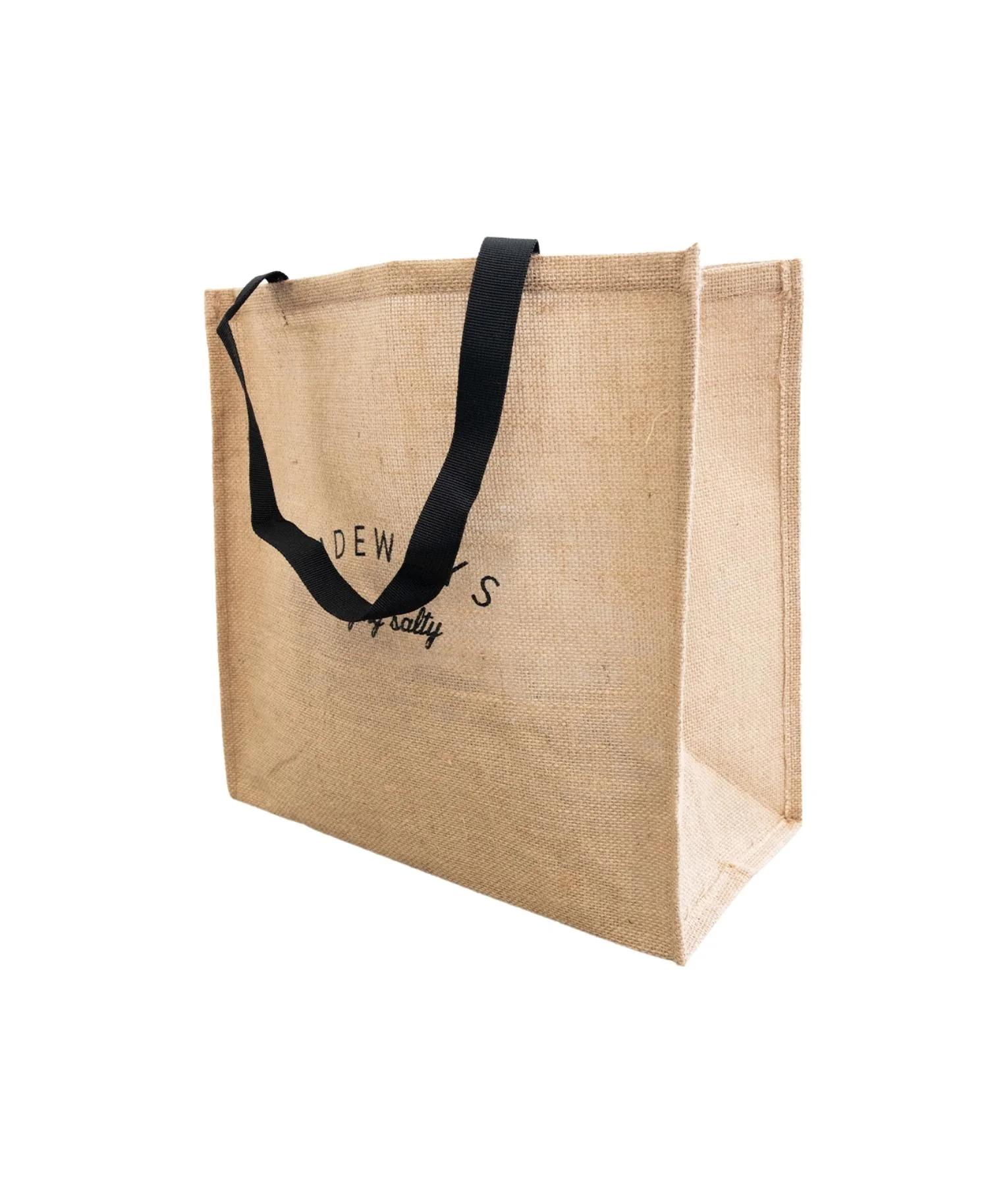 SIDEWAYS HESSIAN JUTE WATERPROOF TOTE BAG